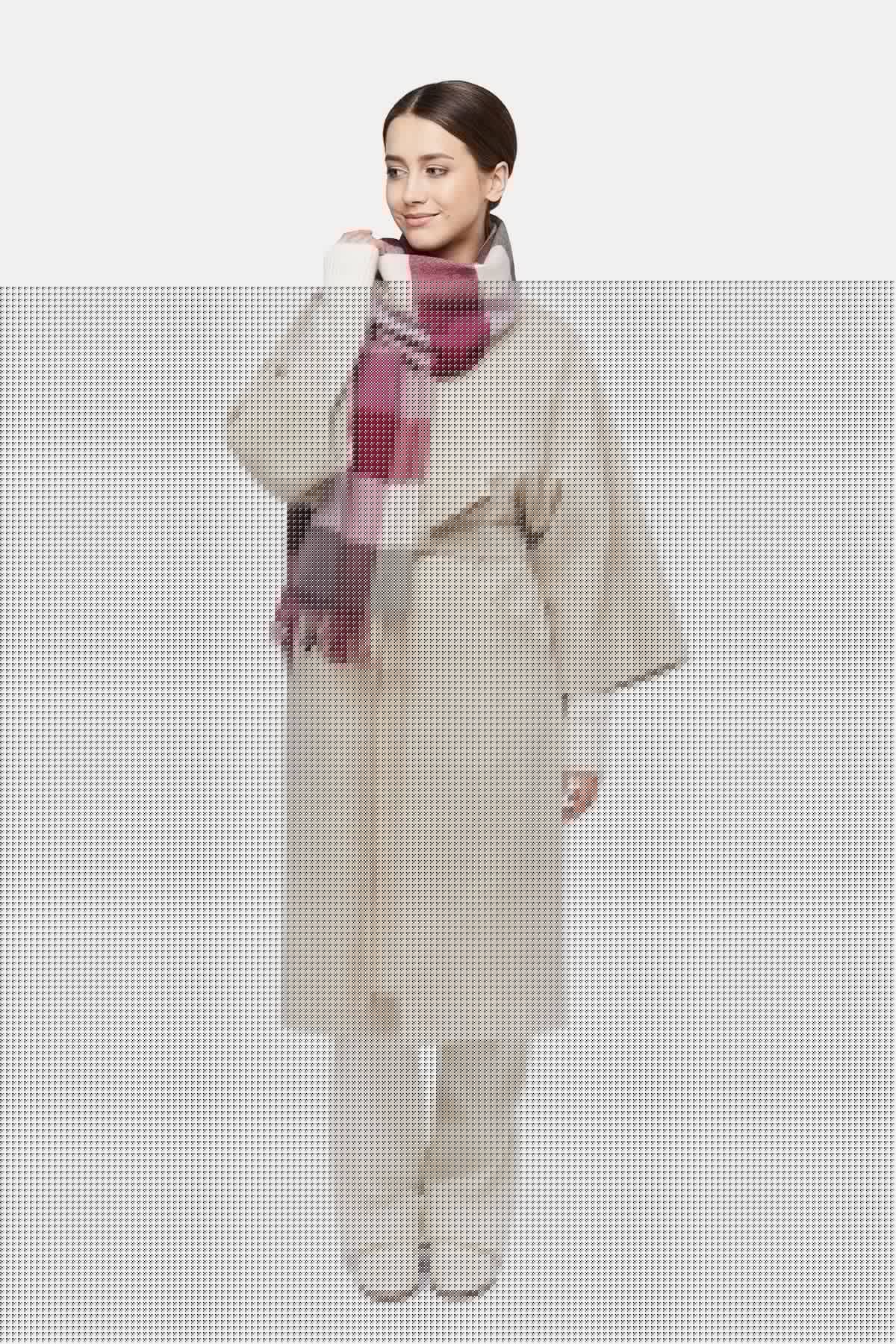 Natural Baby Alpaca Wool Midi Exclusive Check Scarf for Women