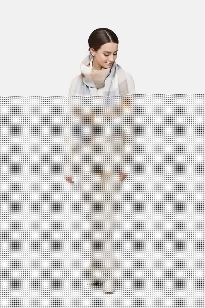 Natural Baby Alpaca Wool Midi Exclusive Check Scarf for Women